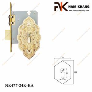 Khóa âm lắp với tay nắm cửa NK477-24K-KA (Màu Đồng Vàng)