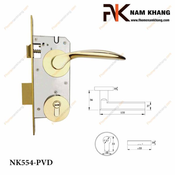 Khóa cửa phân thể NK554-PVD (Màu Vàng)