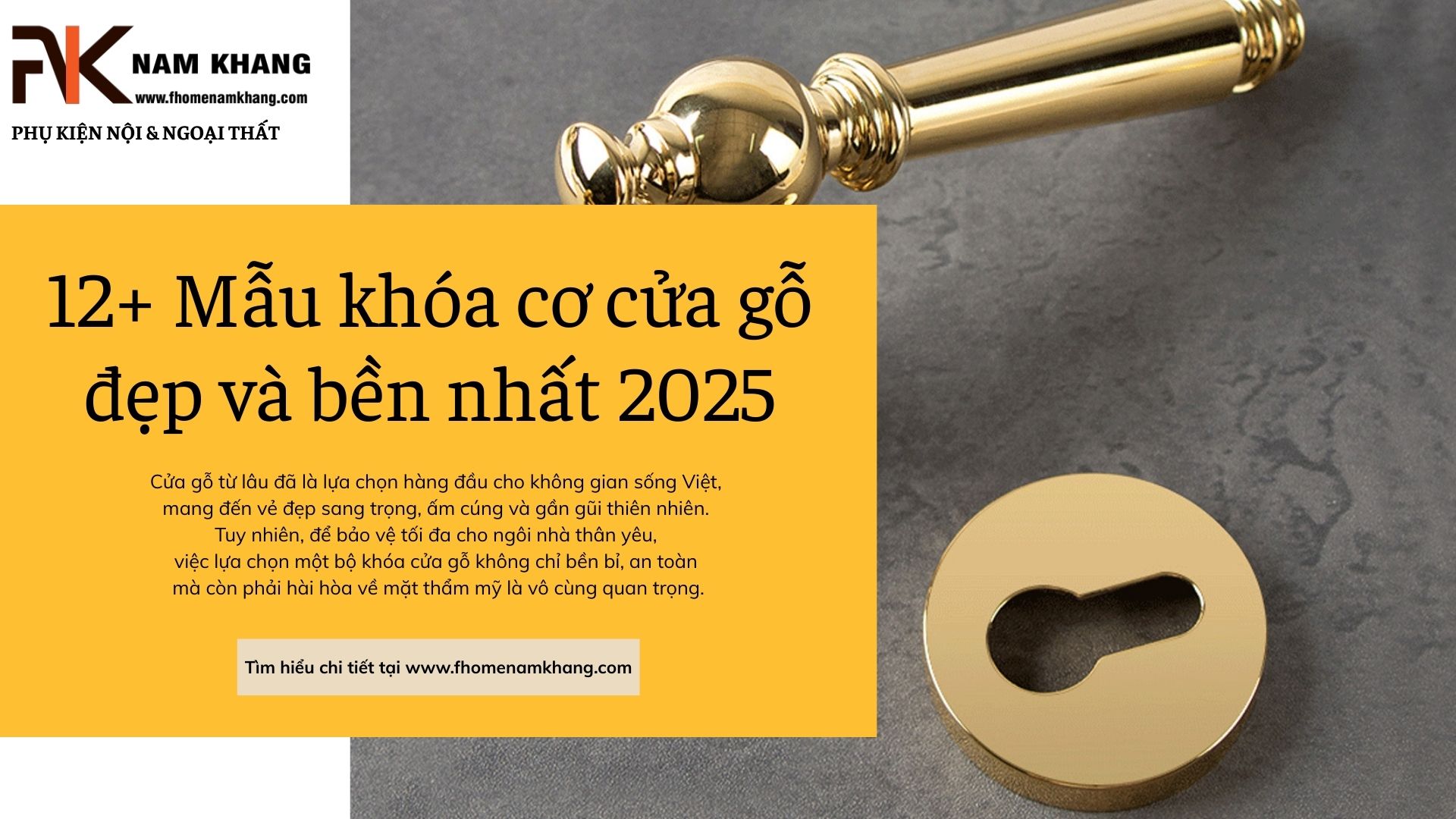 12+ mẫu khóa cơ cửa gỗ đẹp và bền nhất 2025