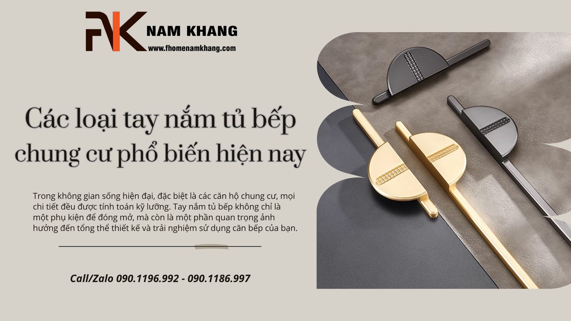 Các loại tay nắm tủ bếp chung cư phổ biến hiện nay