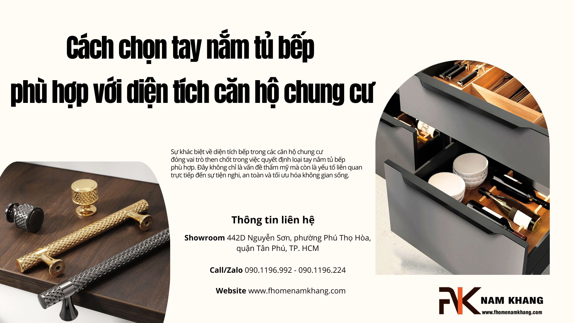 Cách chọn tay nắm tủ bếp phù hợp với diện tích căn hộ chung cư