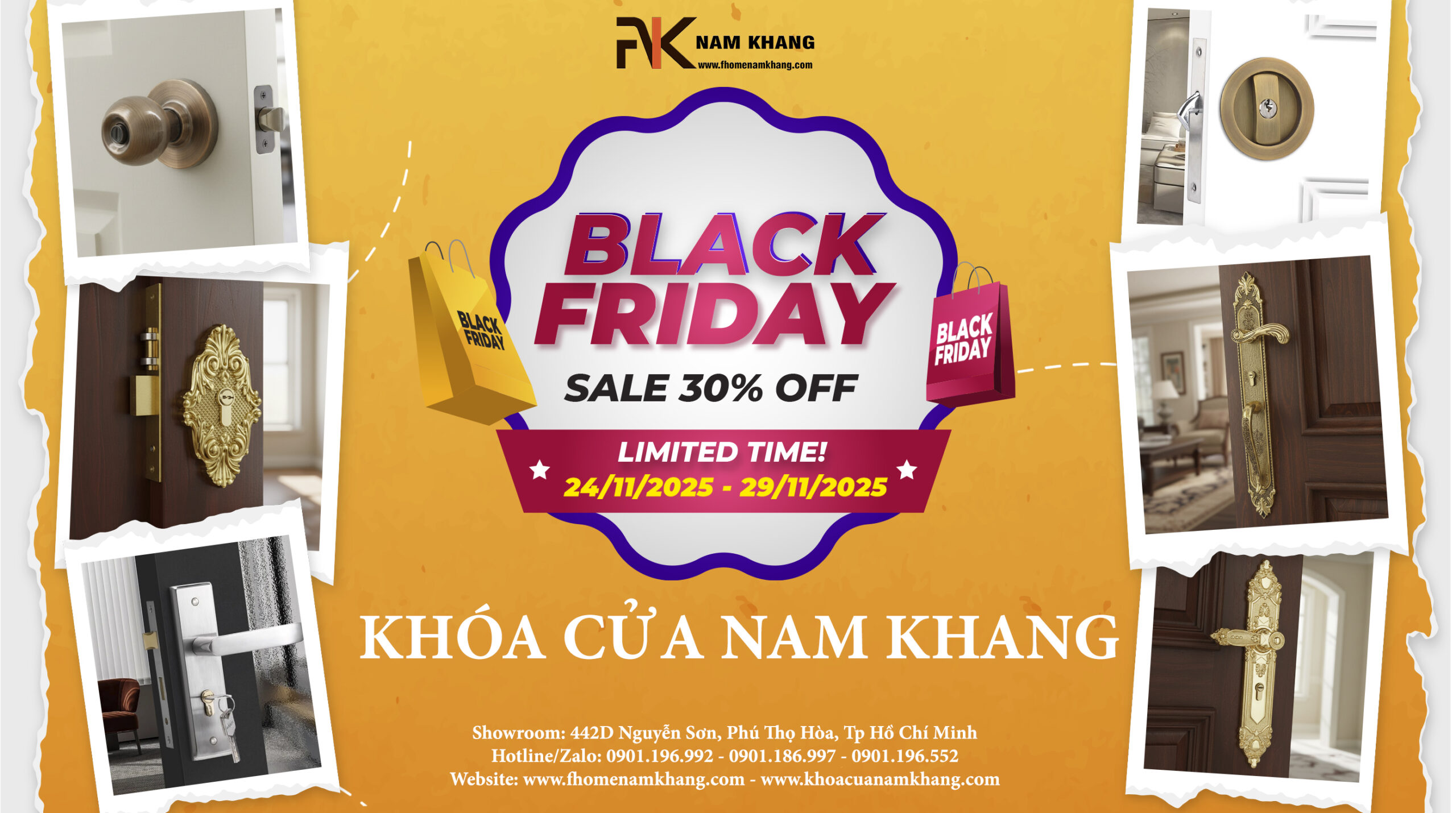 Siêu sale nâng cấp tinh hoa nội thất với ưu đãi hấp dẫn – Giảm đồng loạt 30% toàn hệ thống! Black friday 2025 tay nắm cửa tủ khóa cửa bản lề cửa FHOMENAMKHANG