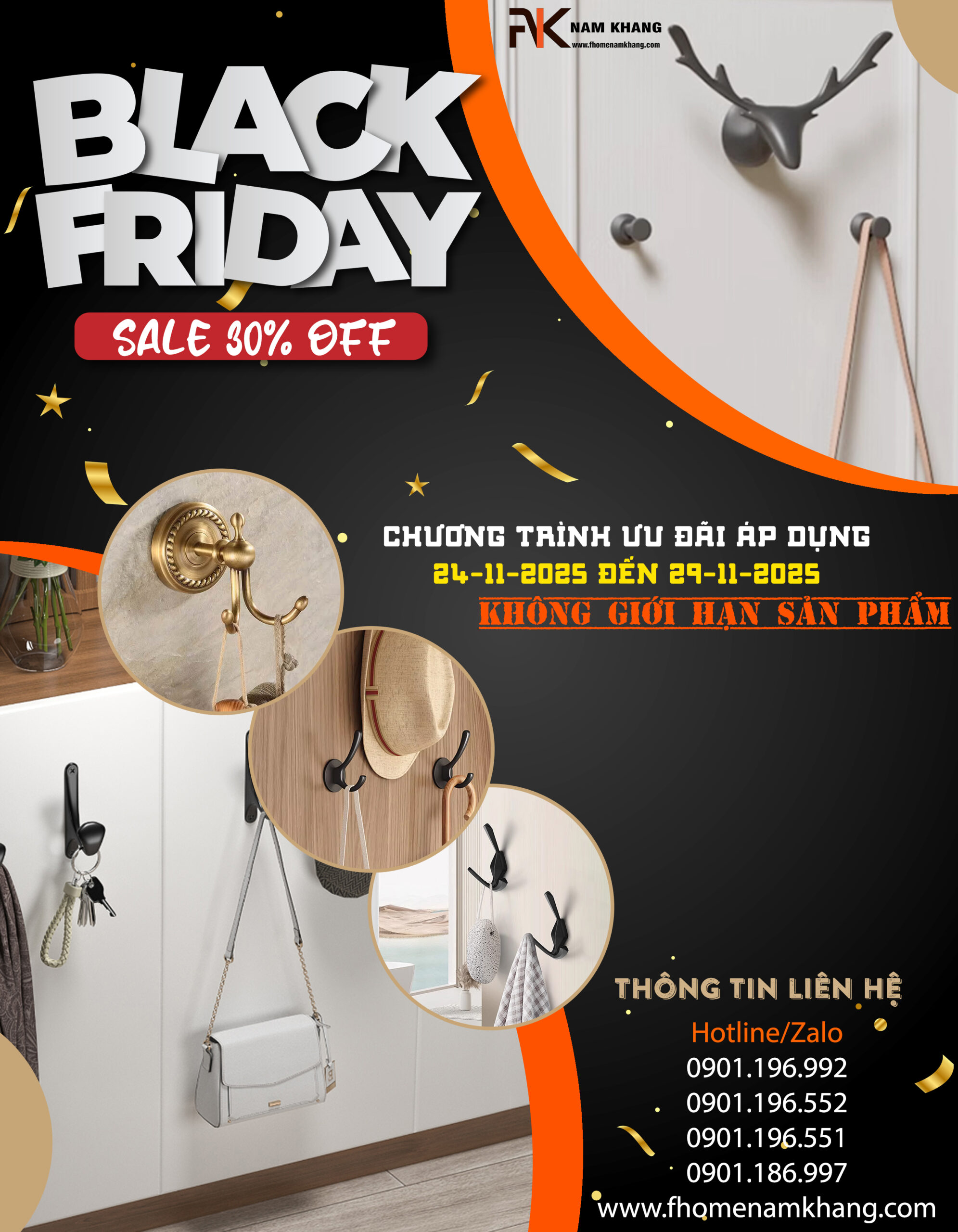 Siêu sale nâng cấp tinh hoa nội thất với ưu đãi hấp dẫn – Giảm đồng loạt 30% toàn hệ thống! Black friday 2025 tay nắm cửa tủ khóa cửa bản lề cửa FHOMENAMKHANG