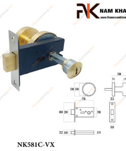 Khóa chốt cửa bí mật màu vàng xước NK581C-VX