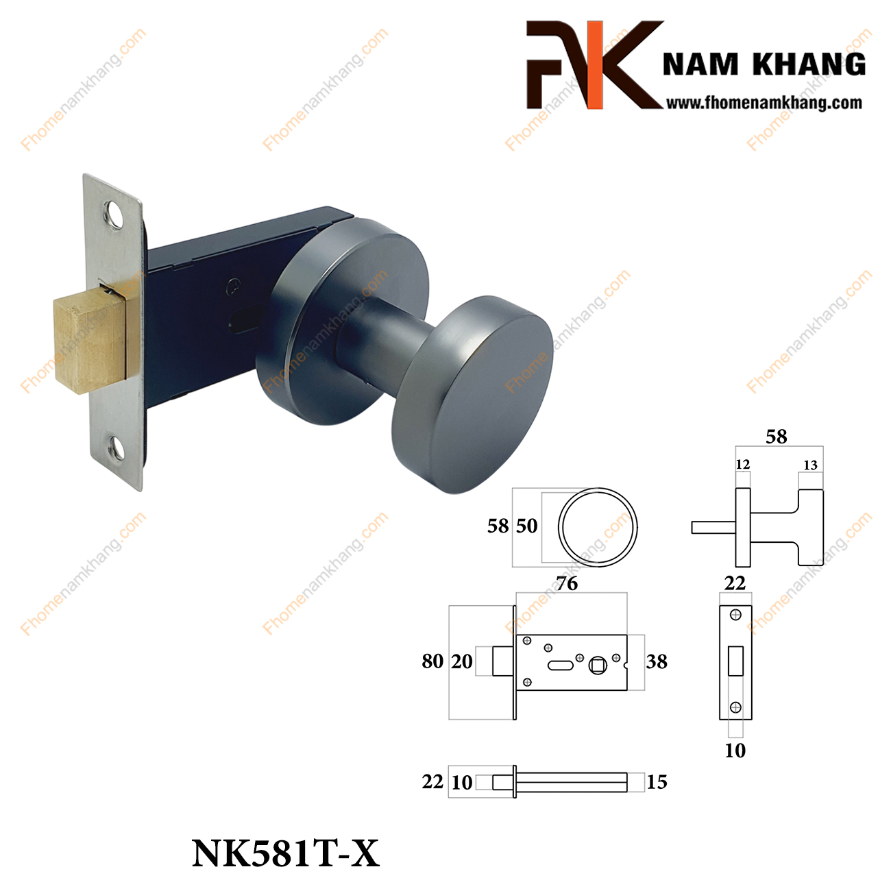 Khóa chốt bí mật không chìa màu xám NK581T-X Khóa chốt cửa bí mật màu xám NK581T-X-FHOMENAMKHANG