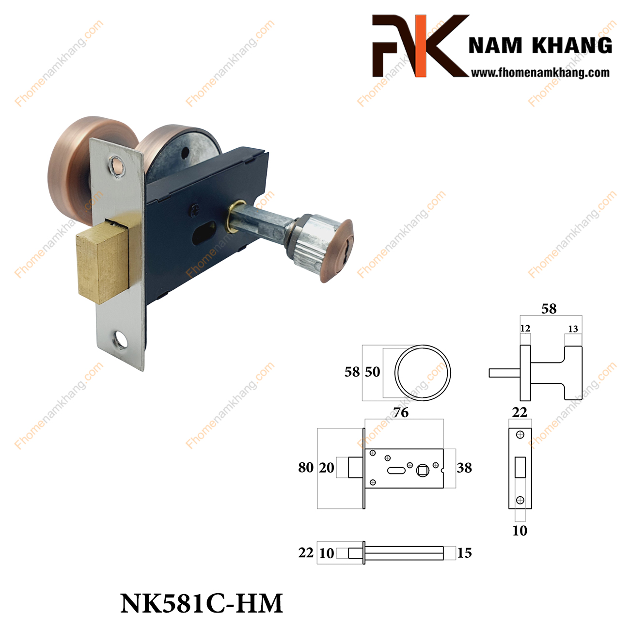 Khóa cửa bí mật màu hồng mờ NK581C-HM Khóa cửa bí mật màu hồng mờ NK581C-HM-FHOMENAMKHANG