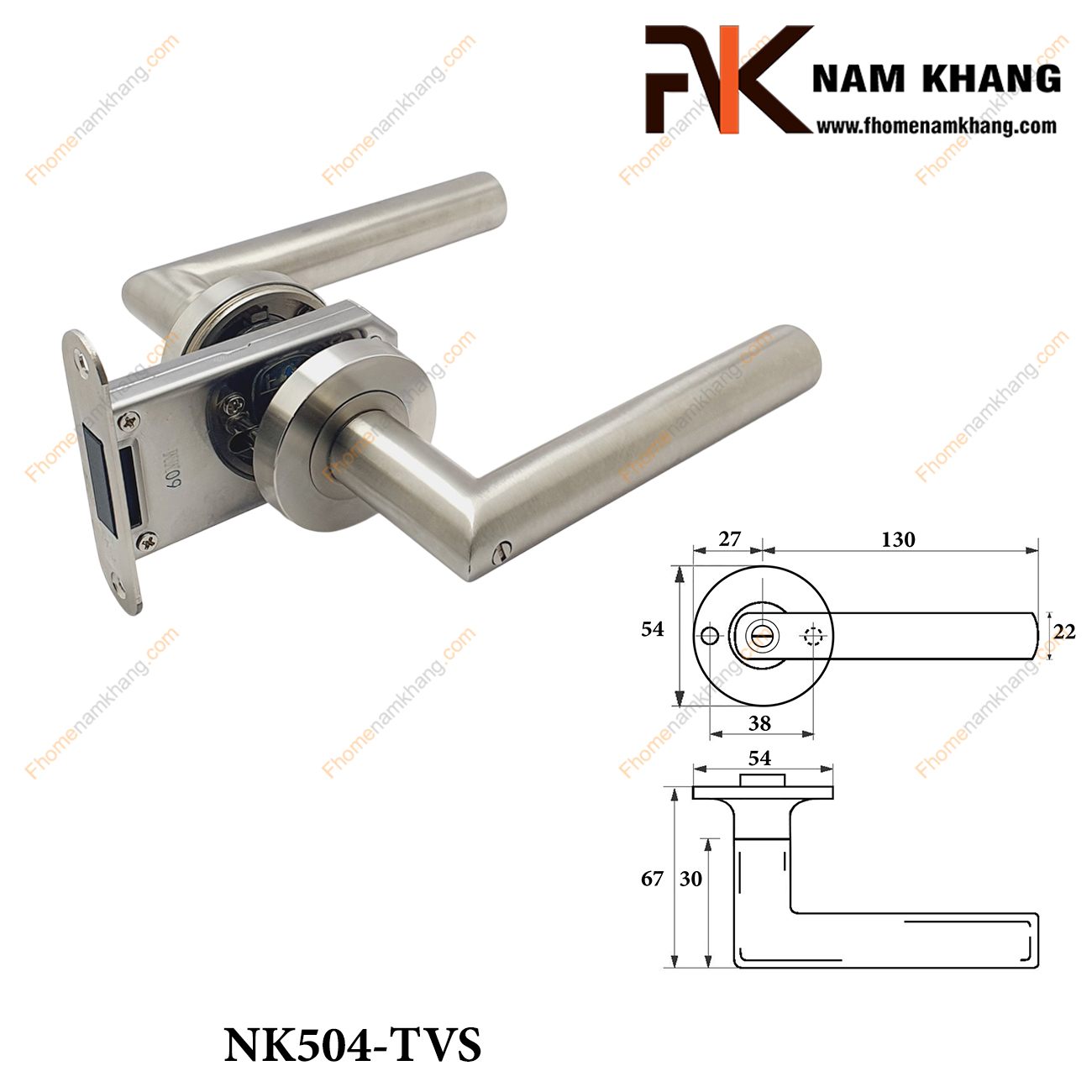 Khóa cửa tay gạt không sử dụng chìa NK504-TVS Khóa cửa tay gạt vệ sinh NK504-TVS FHOMENAMKHANG