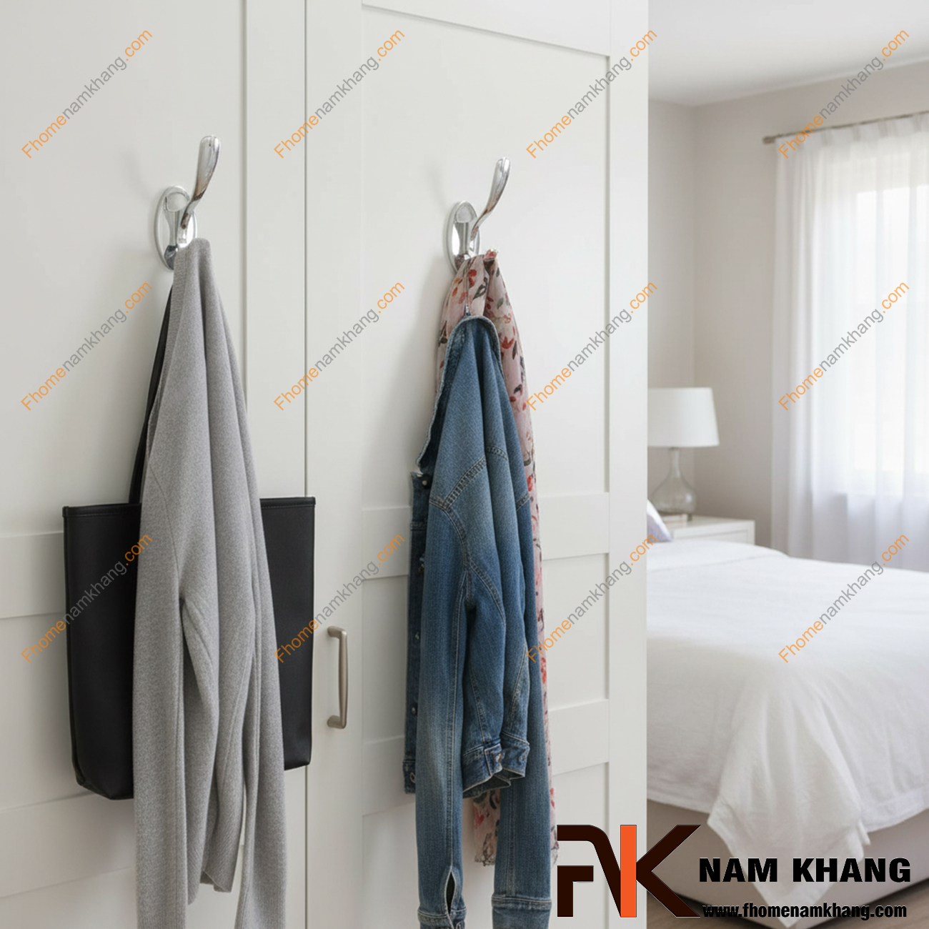 Móc treo đồ cho phòng ngủ: Treo quần áo nặng vẫn gọn gàng