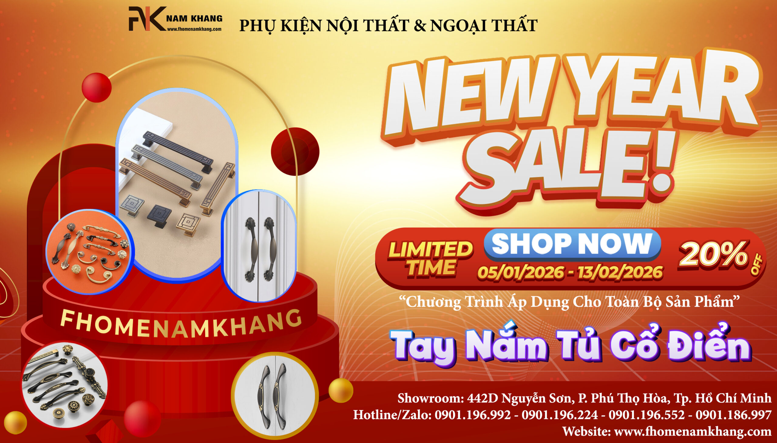 SALE TET 2026 TAY NẮM CỬA TỦ KHÓA CỦA FHOMENAMKHANG