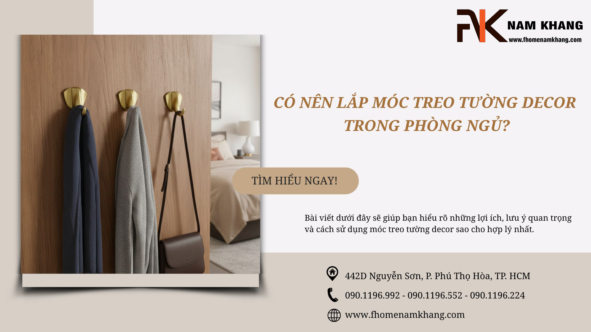 Có nên lắp móc treo tường decor trong phòng ngủ?