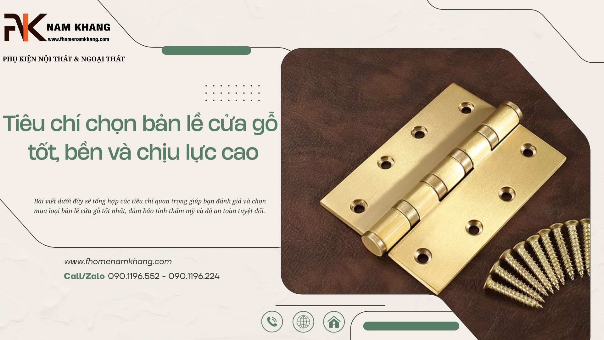 Tiêu chí chọn bản lề cửa gỗ tốt, bền và chịu lực cao
