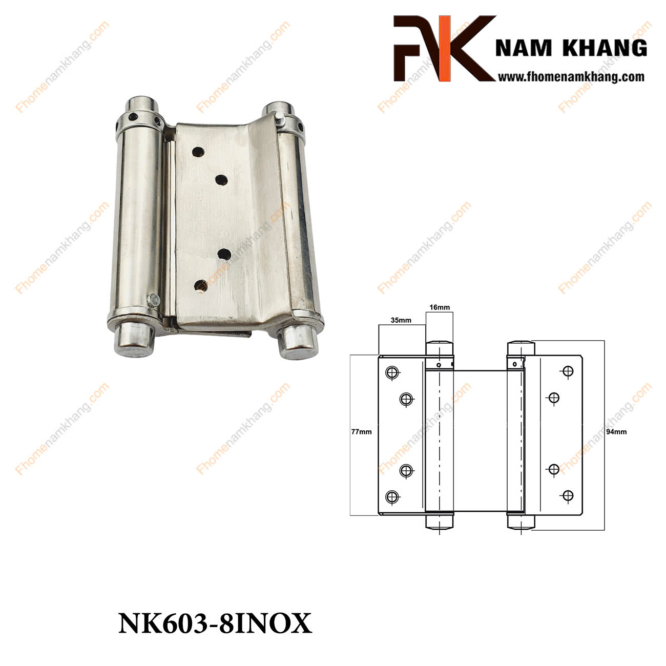 Bản lề 2 chiều inox NK603 BẢN LỀ 2 CHIỀU NK603-8INOX FHOMENAMKHANG