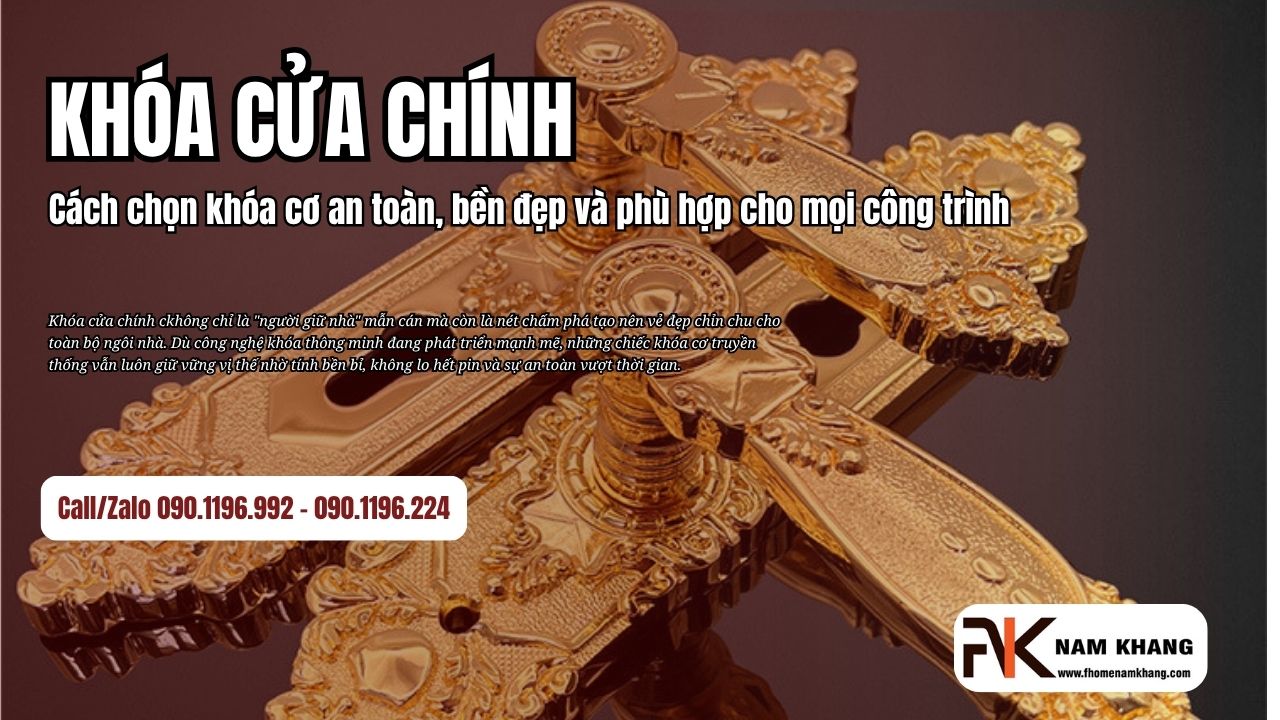 Khóa cửa chính: Cách chọn khóa cơ an toàn, bền đẹp và phù hợp cho mọi công trình