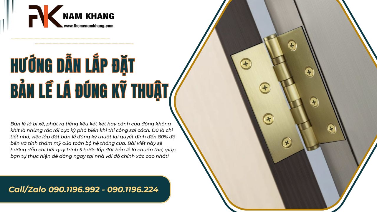 Hướng dẫn lắp đặt bản lề lá đúng kỹ thuật