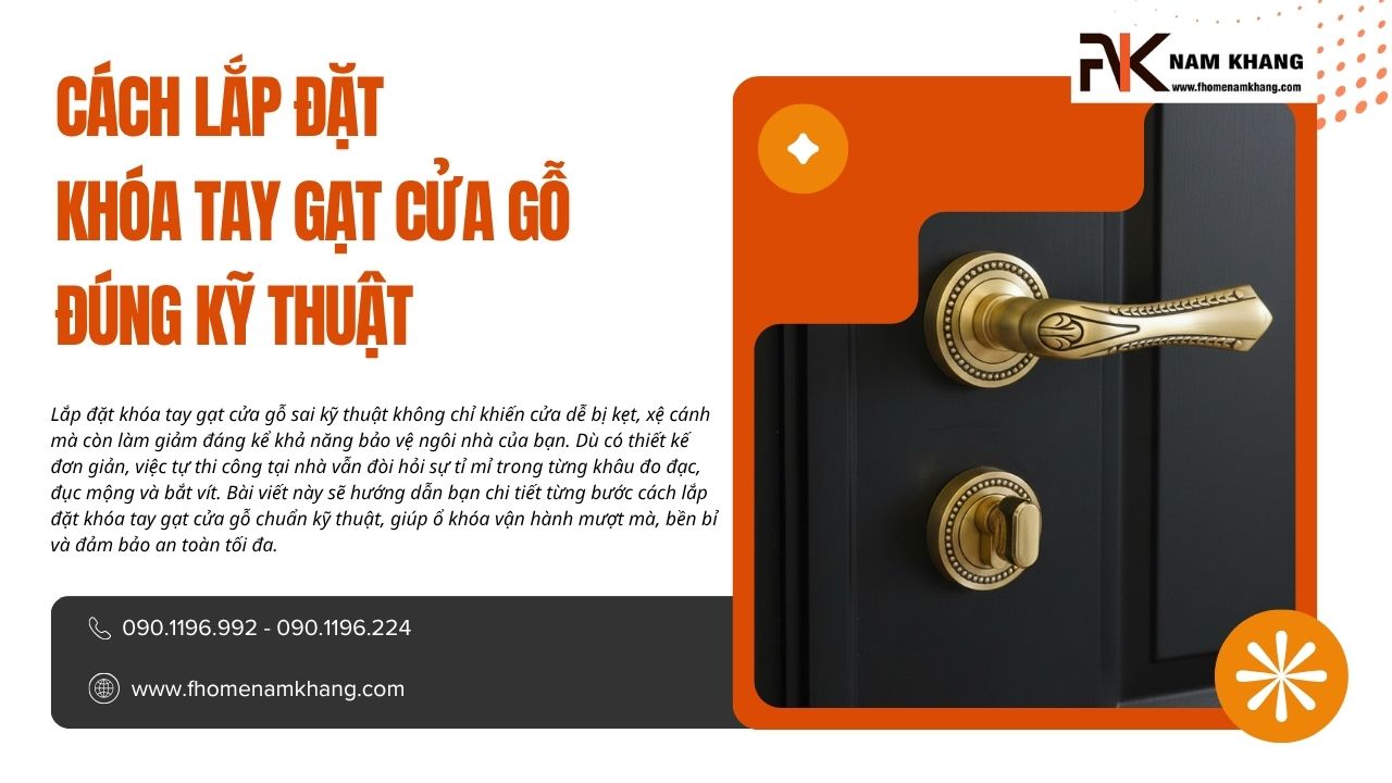 Cách lắp đặt khóa tay gạt cửa gỗ đúng kỹ thuật